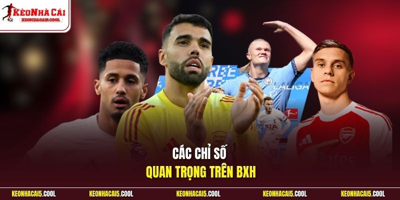 Các chỉ số quan trọng trên BXH